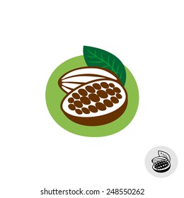 Cocoa pod with beans vector badge symbol