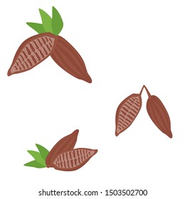Cocoa pod, cartoon style vector clip-art, isolated icons.