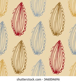 Cocoa pod doodle seamless hand draw texture vector illustration
