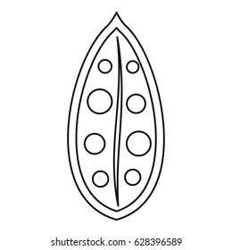 Cocoa pod icon in outline style isolated on white background vector illustration
