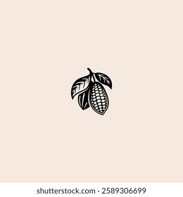 Cocoa pod isolated icon flat vector design.