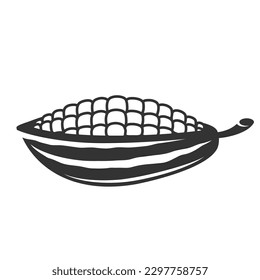Cocoa pod isolated on white background. Logo template. Cacao beans. Vector illustration