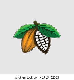 cocoa pod logo. cocoa pod ilustration. cocoa beans