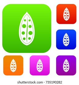 Cocoa pod set icon color in flat style isolated on white. Collection sings vector illustration