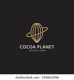 Cocoa pods planet logo icon sign design concept. Vector illustration