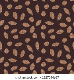 Cocoa pods shapes cutouts filled with chocolate tablet texture seamless vector pattern background. Great for fabric, packaging, home decor, wallpaper and more.