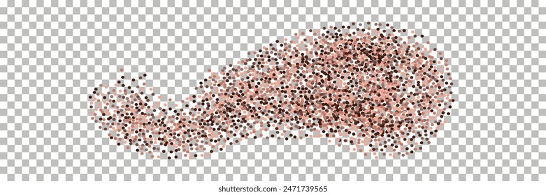 Cocoa powder, coffee or chocolate splatter, dust particle ground, abstract shape  burst isolated on transparent background. Vector illustration