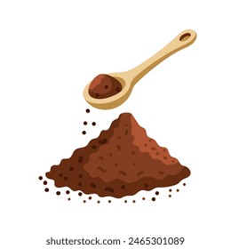 cocoa powder and spoon isolated