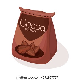 Cocoa powder in vacuum packaging. Vector illustration.