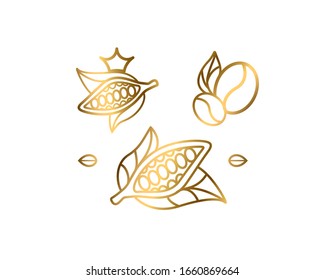 Cocoa Premium Quality vector icon set. High premium quality organic product.