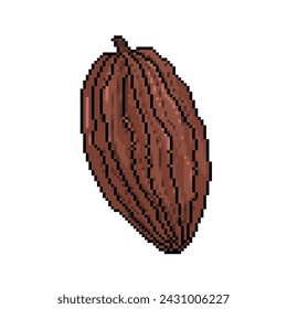 Cocoa raw chocolate fruit skin. Pixel bit retro game styled vector illustration drawing isolated on square white background.