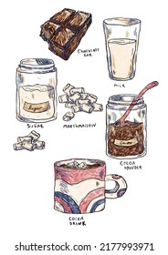 cocoa recipe color sketch vector illustration
