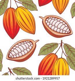 Cocoa repeatable pattern isolated on white background