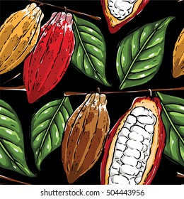 Cocoa Seamless Pattern Black