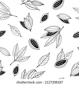 cocoa seamless pattern. hand drawn in doodle style