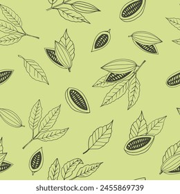 Cacao sin patrón dibujado a mano garabato, Vector.