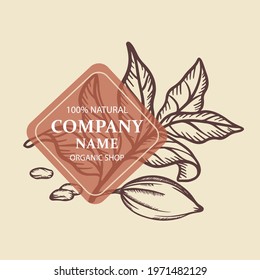 COCOA IN SKETCH Design Of Stickers And Labels For Organic Shop Of Dessert Drink Products With Stamp Hand Drawn Sketch Clip Art Vector Illustration Set For Print