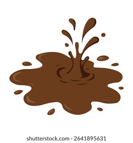 Cocoa splashes with blots.Chocolate liquid splashing with drops in a flat design. 
