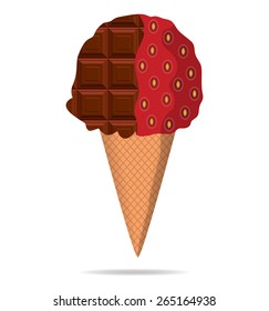cocoa and strawberry cornet