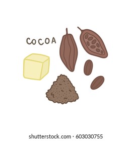 Cocoa superfood. Vector hand drawn illustration