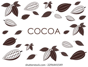 Cocoa template. Cocoa frame. Cocoa Seamless Pattern Background. Vector Illustration.