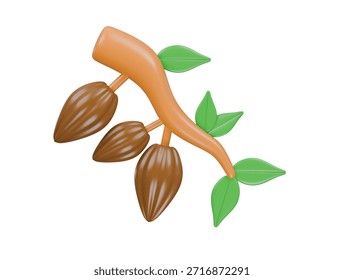 Icono de árbol de cacao 3D ilustración render