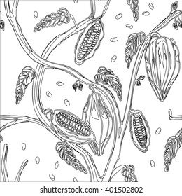 Cocoa Tree Pattern Seamless Background Cocoa Stock Vector (Royalty Free ...