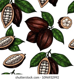 Cocoa. Vector seamless pattern. Vintage style