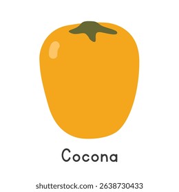 Cocona fruit flat vector illustration. Yellow Cocona or Orinoco apple or peach tomato cartoon clipart style isolated on white background. Tropical, unusual and Lesser-Known Fruits concept