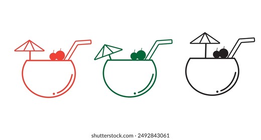 Coconat. Hand drawn vector illustration with coconut and divergent rays. Used for poster, banner, web, t-shirt print, bag print, badges,