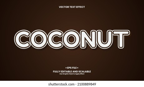 Coconut 3D Text Effect. Coconut text effect template with 3d style use for title, headline, logo and business brand