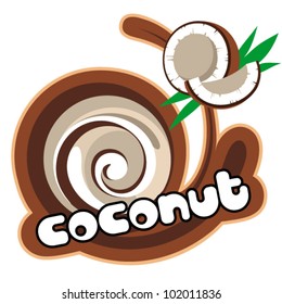 Coconut. Background for design of packing. Vector illustration.