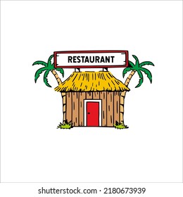 coconut bamboo restaurant logo design for your brand, t-shirt and identity