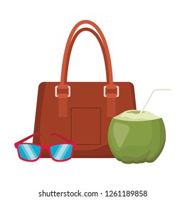 coconut with beach bag