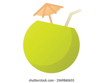 coconut beach drink fresh single isolated icon with smooth style
