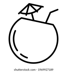 coconut beach drink fresh single icon with outline style
