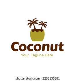 Coconut beach silhouette Logo Concept. Vector Design Illustration