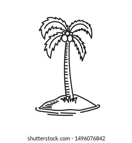 Coconut beach tree summer icon palm  design clipart hand drawn vector 