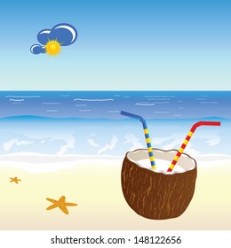 coconut and beach vector illustration part two