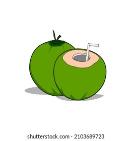 
Coconut beverage Vector icon Illustration, isolated on white background