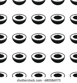 Coconut black simple silhouette vector seamless pattern. Black fruit stylish texture. Repeating coconut fruit seamless pattern background