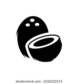 Coconut black and white flat vector icon design. Coconut symbol and clip art design