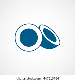 Coconut Blue Flat Icon On White Background