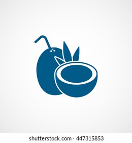 Coconut Blue Flat Icon On White Background