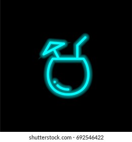 Coconut blue glowing neon ui ux icon. Glowing sign logo vector