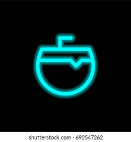 Coconut blue glowing neon ui ux icon. Glowing sign logo vector