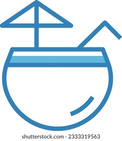 Coconut Blue Icon - Single Icon, Vector
