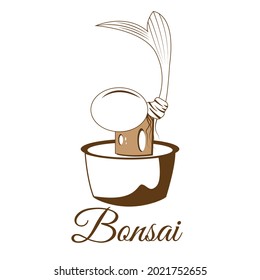 coconut bonsai logo design, cool typography on a white background