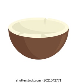 Coconut bowl icon. Flat illustration of coconut bowl vector icon isolated on white background