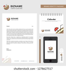 Coconut Business Letterhead, Calendar 2019 and Mobile app design vector template
